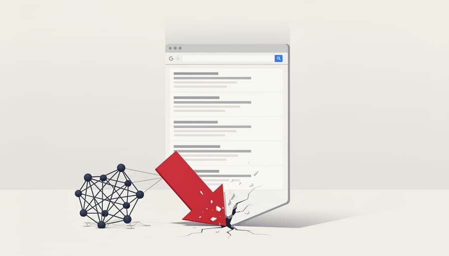 Damaged smartphone with cracked screen representing website penalties and loss