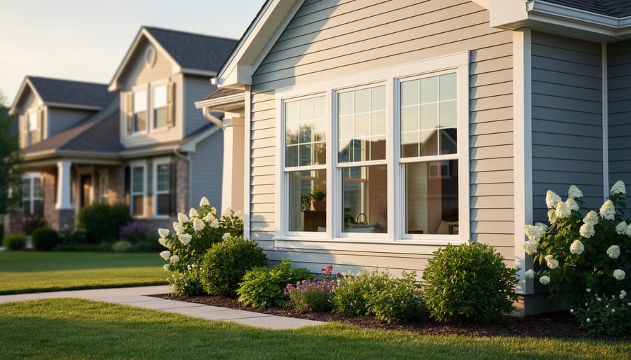 Residential home exterior showcasing new energy-efficient windows